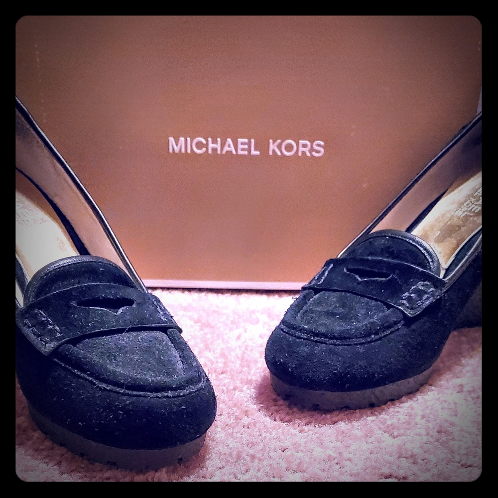 Black Suede MK Wedges